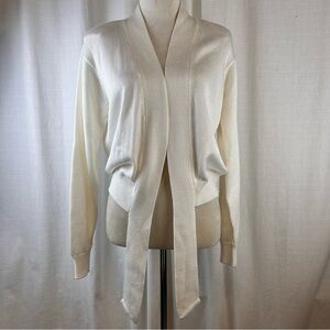Women's FIA ITALIA Vintage Hand Loomed Elegant Cream Cardigan With Waist Tie Med